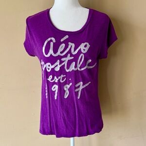 Aeropostale XL Purple Silver 1987 Shirt Top Tee